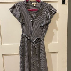 Blue and white striped dress